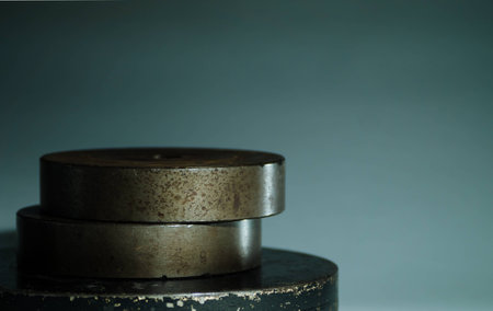 Metal wheels for the rod. Fitnessの写真素材