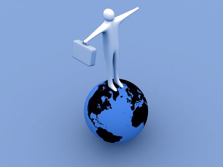 3d person standing on the globe.の写真素材