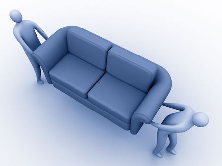 3d people carrying a sofa.の写真素材
