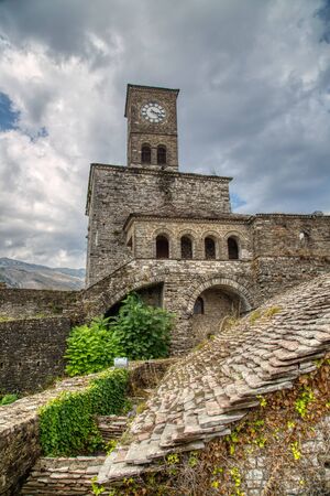 Clock Tower at the Castle of Gjirokaster, Albaniaの写真素材