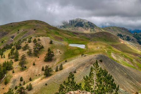 View of dragon lake, Smolikas, Pindos mountains, Epirus, Greeceの写真素材