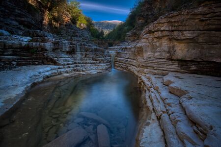 Kolymbithres of Ovires in winter. Natural small lakes in the rocks between two of the most beautiful...