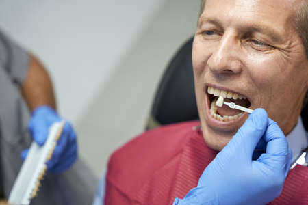Dentist patient having a consultation about teeth-whiteningの写真素材
