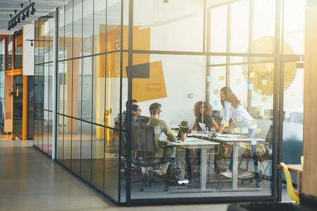 Working in modern well-furnished office is quite a pleasureの写真素材