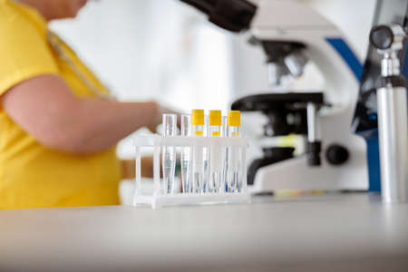 Photo of laboratory tools on desk in vet clinicの写真素材