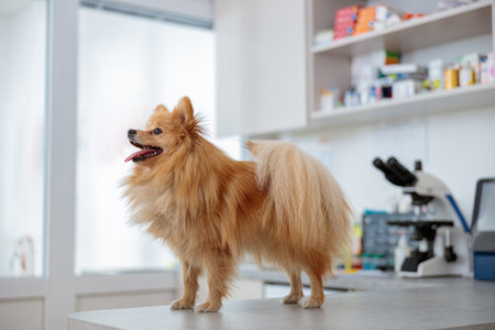 Photo of cute dog during visit at vet officeの写真素材