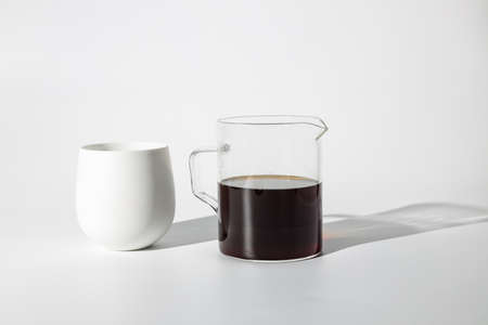 Drink making from roasted and ground coffee beansの写真素材
