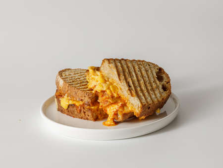 Hot bread and slice with melting cheese