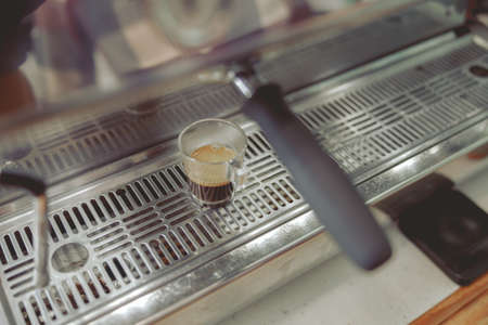 Process of preparing americano in coffee machine