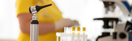 Photo of medical research supplies in scientific laboratory settingの写真素材
