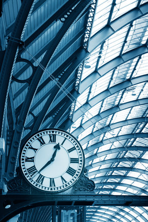 Clock on the  modern building in the subway stationのeditorial素材