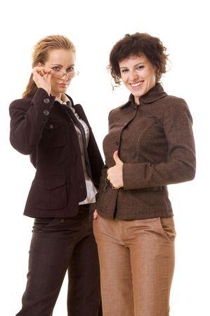 two attractive businesswomen. isolated on whiteの写真素材
