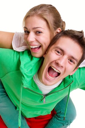 portrait of cheerful bright coupleの写真素材