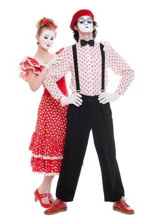 portrait of mimes. isolated on white backgroundの写真素材