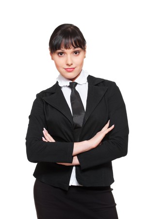 portrait of successful young businesswoman. isolated on white background の写真素材