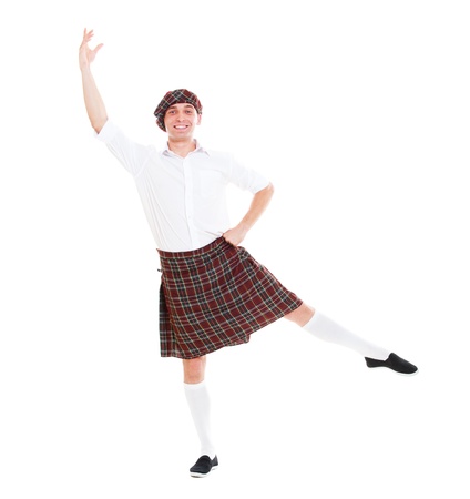 smiley dancer posing over white backgroundの写真素材