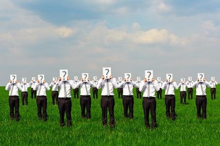 crowd of businessmen with question mark. concept photoの写真素材