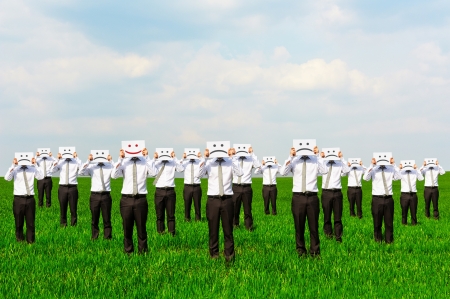 in the crowd pessimists one optimist. concept photoの写真素材