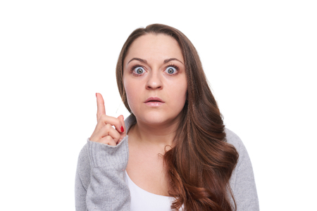 serious woman got an ideaの写真素材