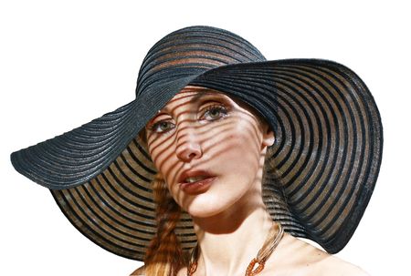 The beautiful girl in the big black hat