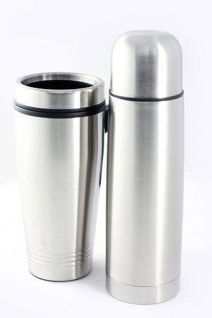 Metal storage and a mug for hot liquidsの写真素材