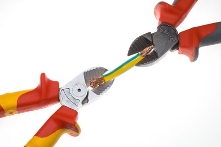 Side cutting pliers have a bite wire cutter thick multi conductor wireの写真素材