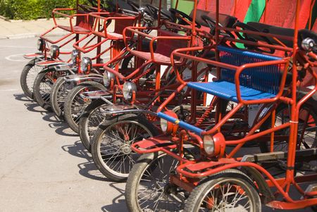 Parking of beach automobile-bicycles