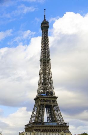 Kind on Eiffel towerの写真素材