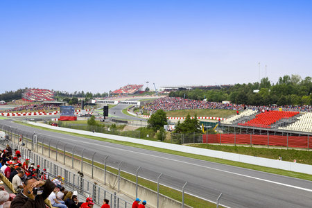 BARCELONA- MAY 9: Line of autodrome "Catalunya Montmello"  before beginning of stage of race JP2 on may 9, 2010  in Barcelona, Spainのeditorial素材
