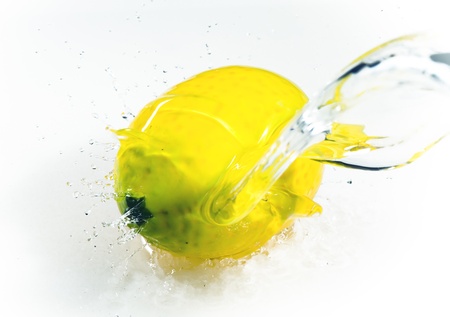 Lemon in water splashesの写真素材