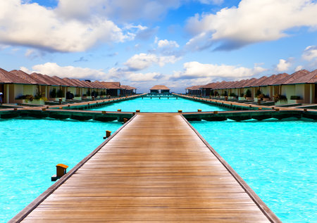 Island in ocean, overwater villas のeditorial素材