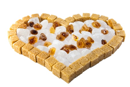 Heart from not refined reed granulated sugarの写真素材