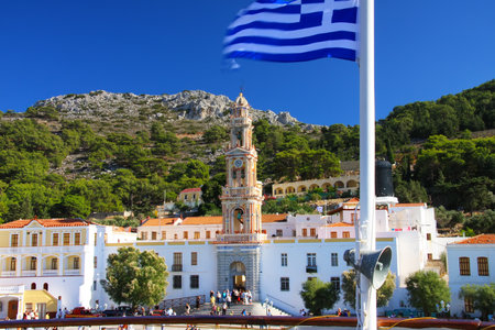 Panormitis Monastery in Symi island, in Greeceのeditorial素材