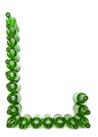 The alphabet from glass beer bottles. Letter   Lの写真素材