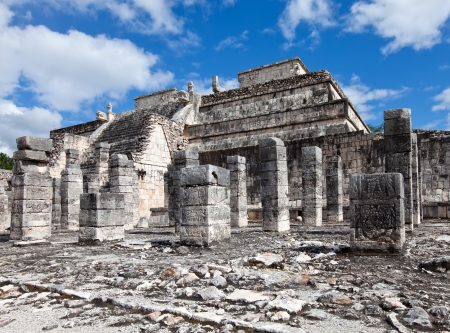 1000 pillars complex at Chichen Itza site, Yucatan, Mexicoの写真素材