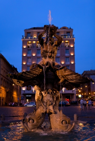 Triton Fountain at Barberini Square, Rome, Italy.の写真素材