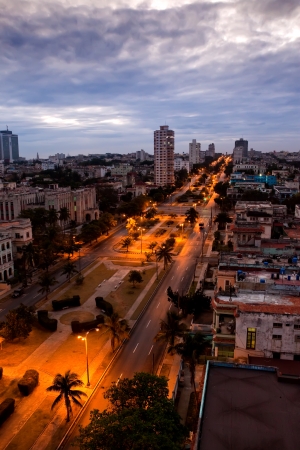 Cuba. Night Havana. The top view on the avenue Presidents.

の写真素材