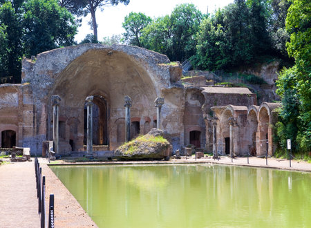 Villa Adriana- ruins of an imperial Adrian country house in Tivoli near Rome, のeditorial素材