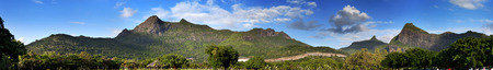 Nature of Mauritius. Wood and mountains, panoramaの写真素材