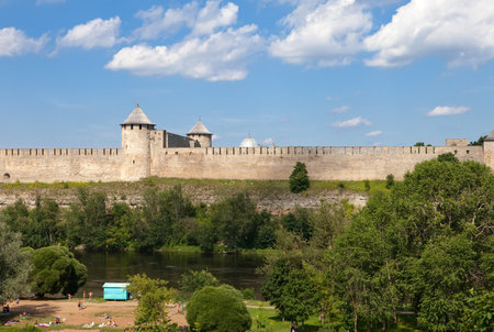 Ivangorod fortress at the border of Russia and Estoniaのeditorial素材