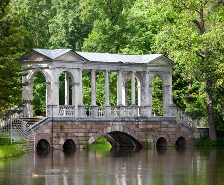 Marble (Palladian) Bridge, or Siberian Marble gallery. Catherine Park. Pushkin. Petersburgのeditorial素材
