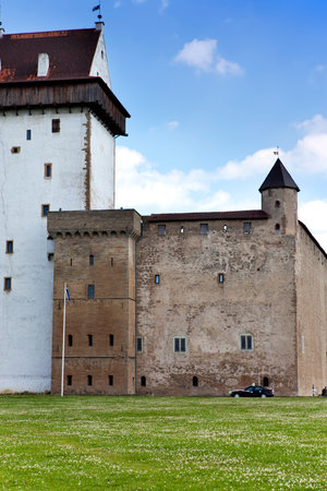 Estonia. Narva. Ancient fortress on border with Russiaのeditorial素材