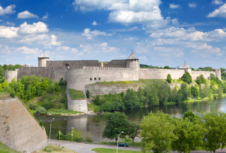 Ivangorod fortress at the border of Russia and Estoniaのeditorial素材