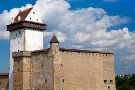 Estonia. Narva. Ancient fortress on border with Russiaのeditorial素材