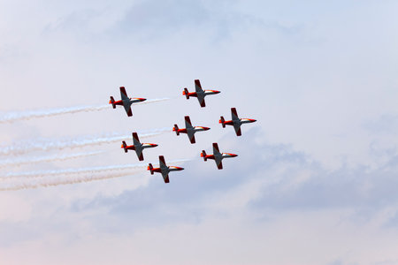 BARCELONA- MAY 9: Air show in the sky  on May 9, 2010 in Barcelona, Spain