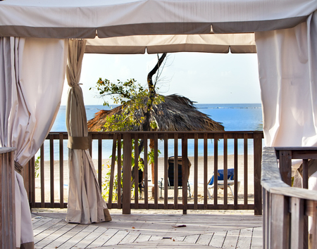 Pavilion in natural style on a beachの写真素材