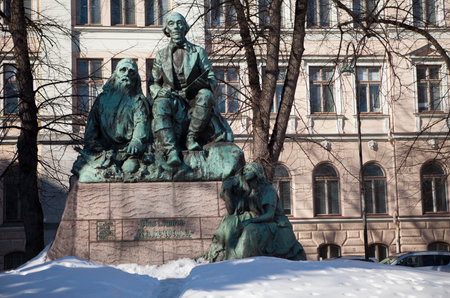 Memorial of Elias Lonnrot, collector of Kalevala - the national epic of Finland, Helsinki, 1902のeditorial素材