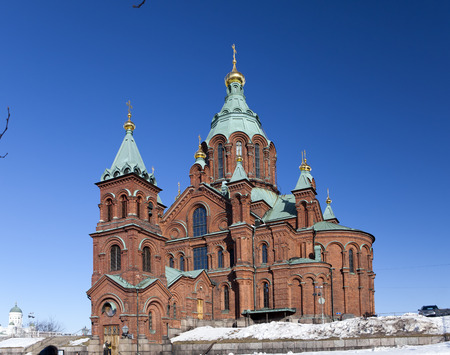 Uspenski Orthodox Church in Helsinki, Finland, Europeの写真素材