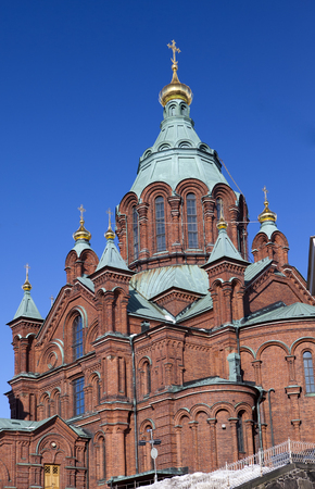 Uspenski Orthodox Church in Helsinki, Finland, Europeの写真素材