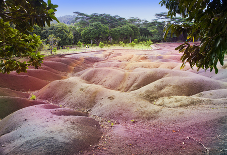 Main sight of Mauritius- Chamarel- seven color landsの写真素材